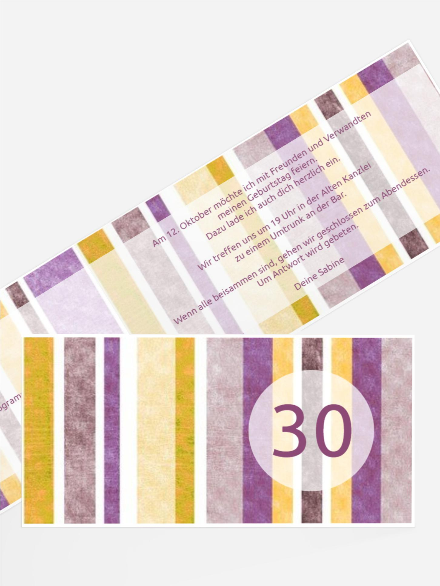 Geburtstagseinladung Gestreift 30