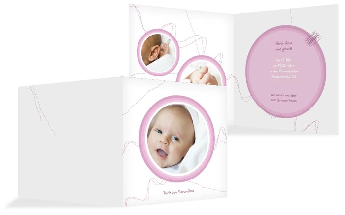 Einladungskarte Taufe Stickmuster