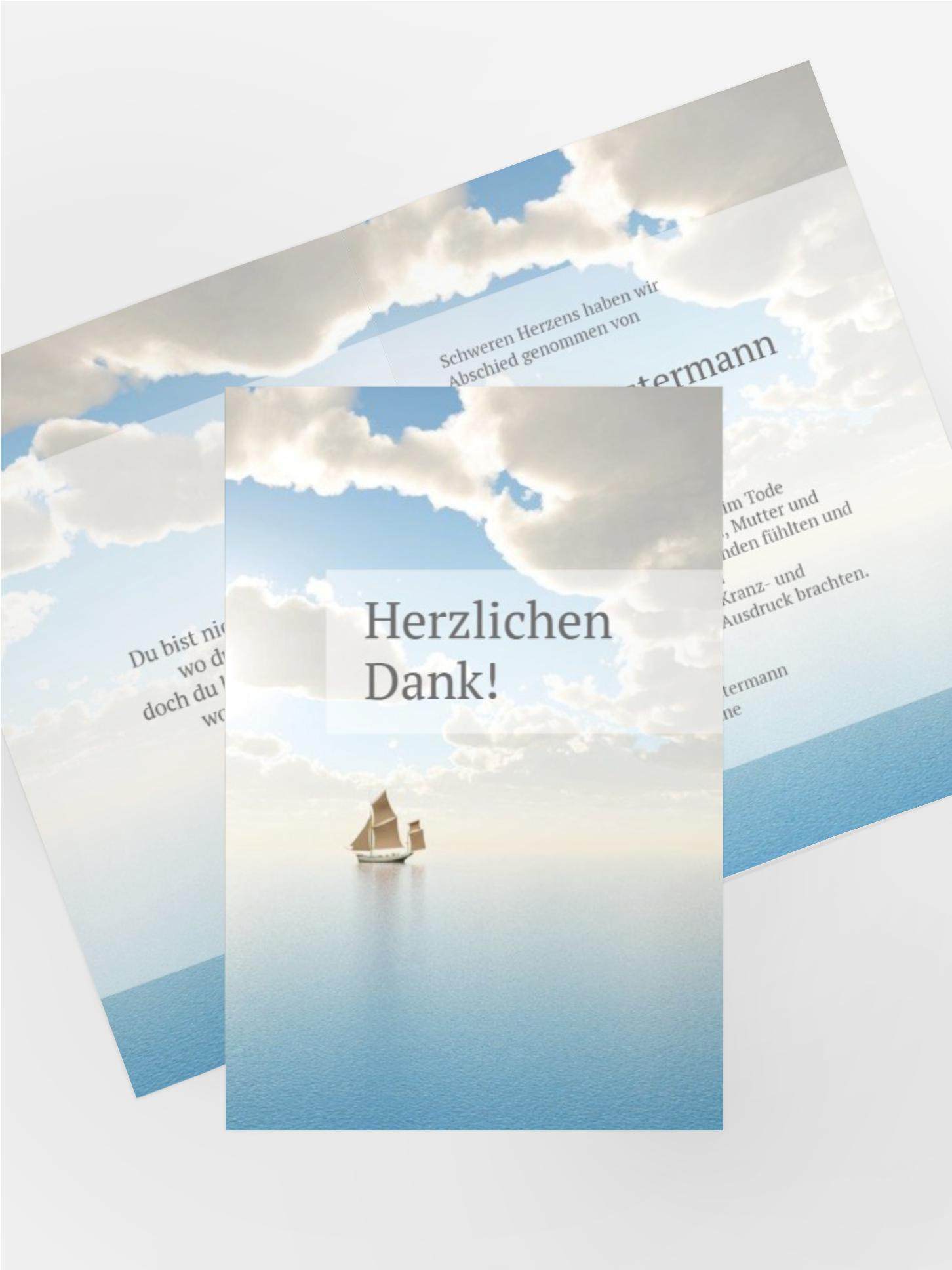 Dankeskarte Schiff hoch