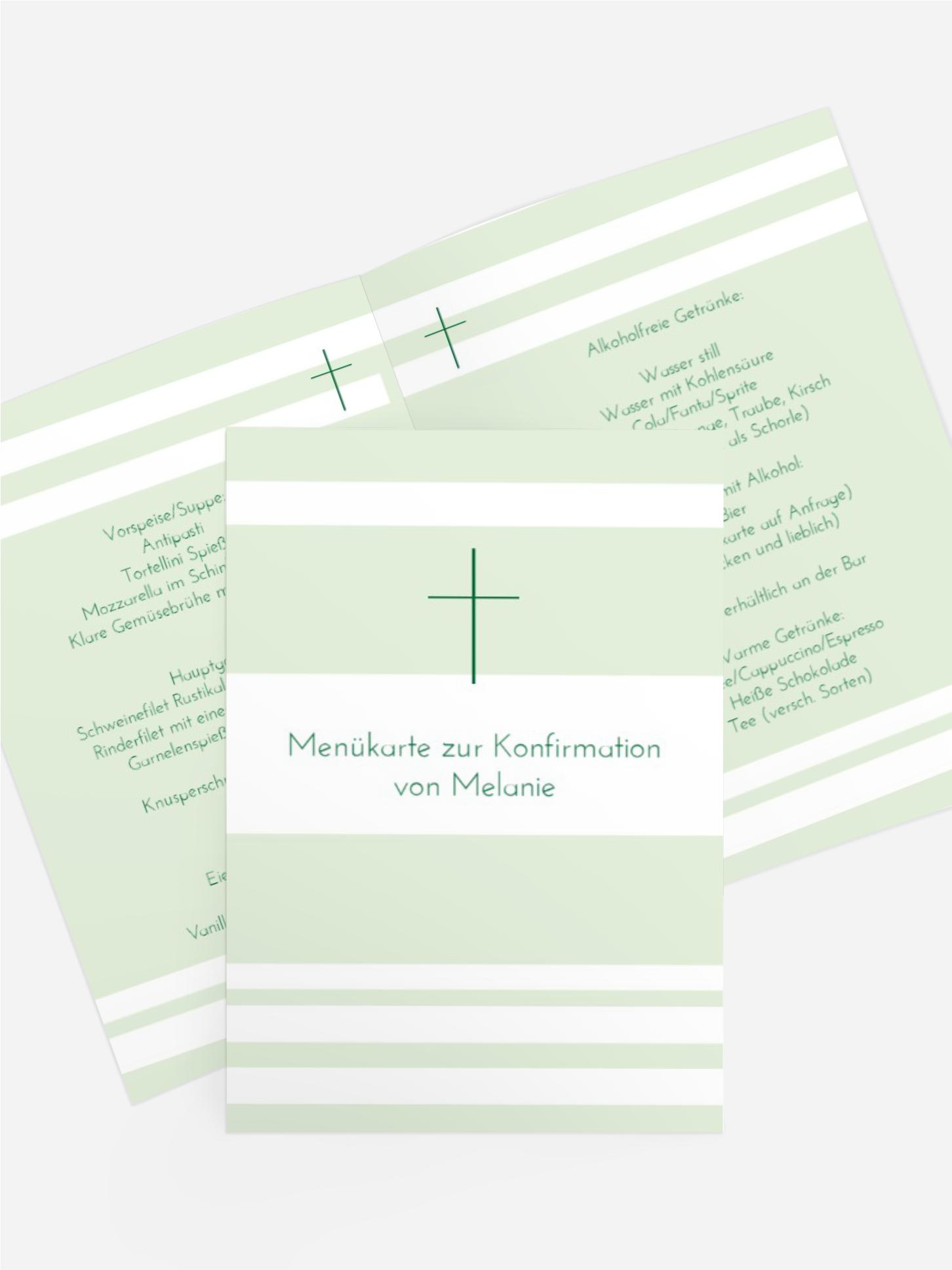 Menükarte Konfirmation Kreuz