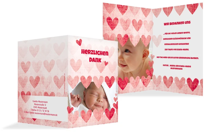 Dankeskarte Taufe Voller Herzen