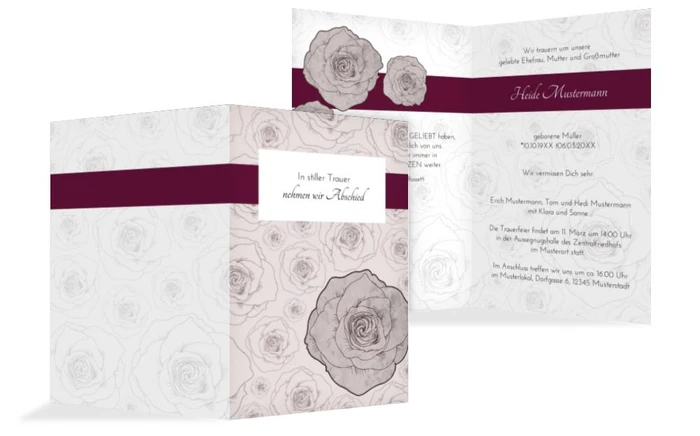 Trauerkarte Rosenmeer hoch