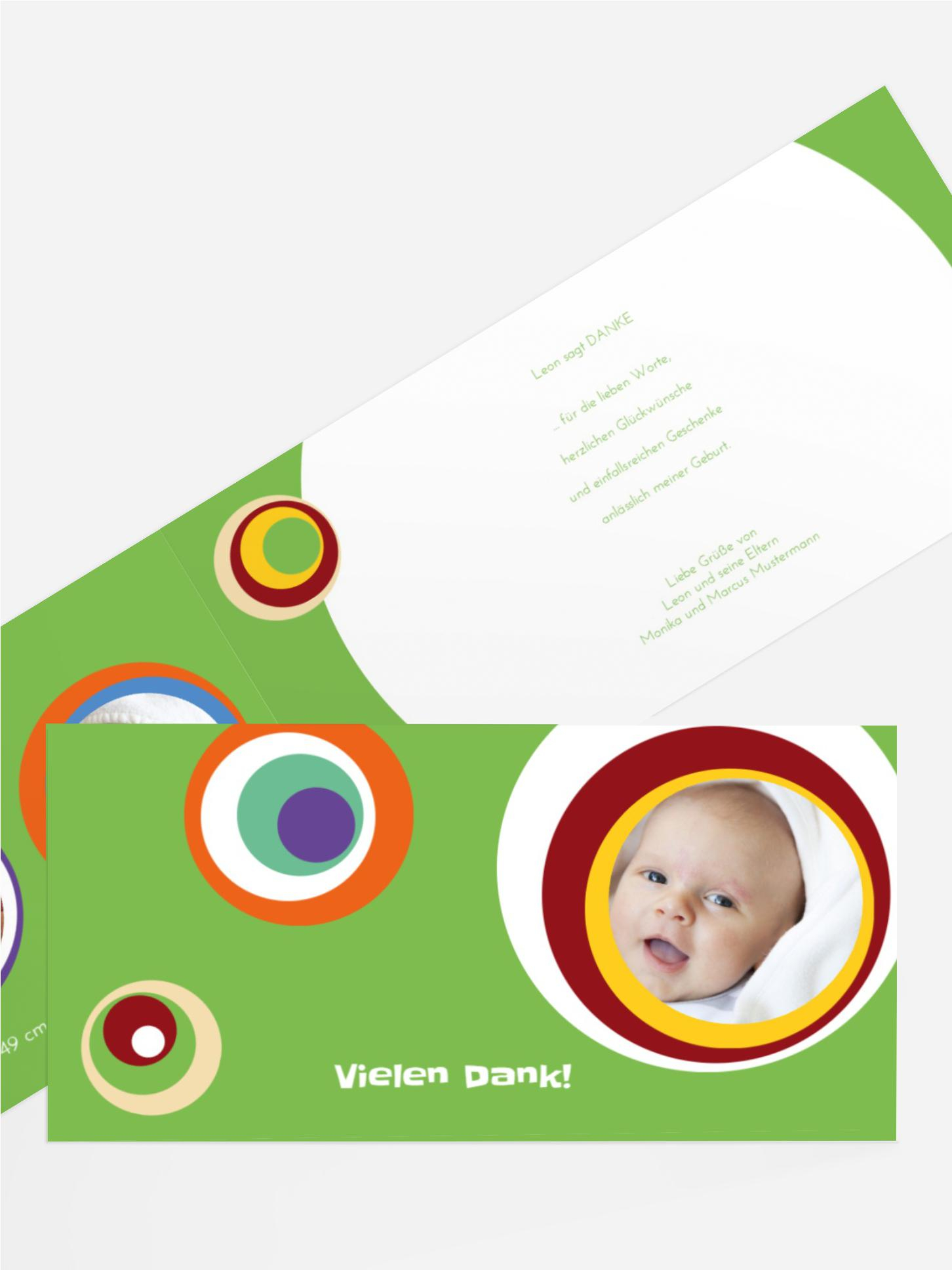 Dankeskarte zur Geburt Retro