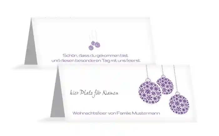 Weihnachtstischkarte Kugeln