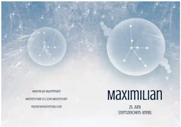Geburtskarte Sternzeichen Krebs