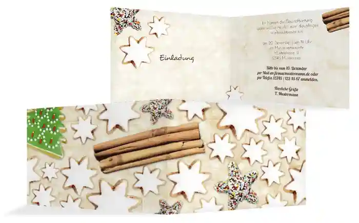 Weihnachts Einladungskarte geschäftlich Plätzchentisch