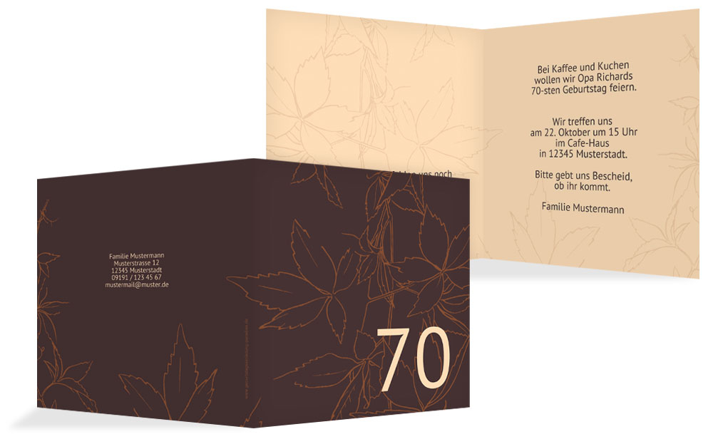 Geburtstagseinladung Herbst 70