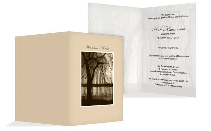 Trauerkarte Baum am See 2 hoch