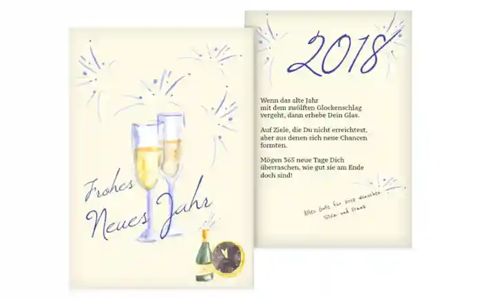 Neujahrskarte Sektanstoß Neujahrskarte Sektanstoß