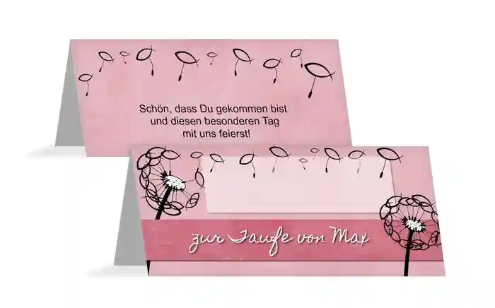 Tischkarte Taufe Pusteblume Tischkarte Taufe Pusteblume