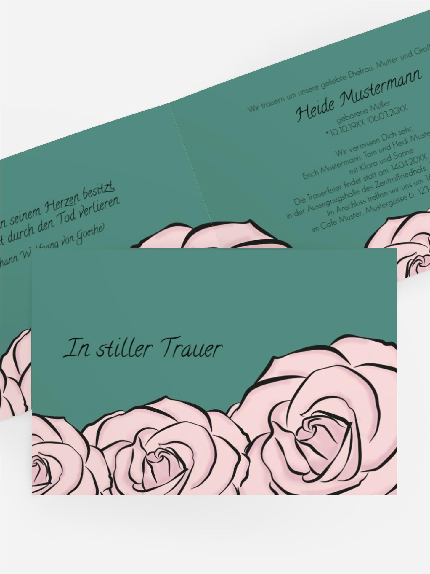 Trauerkarte Rosen quer