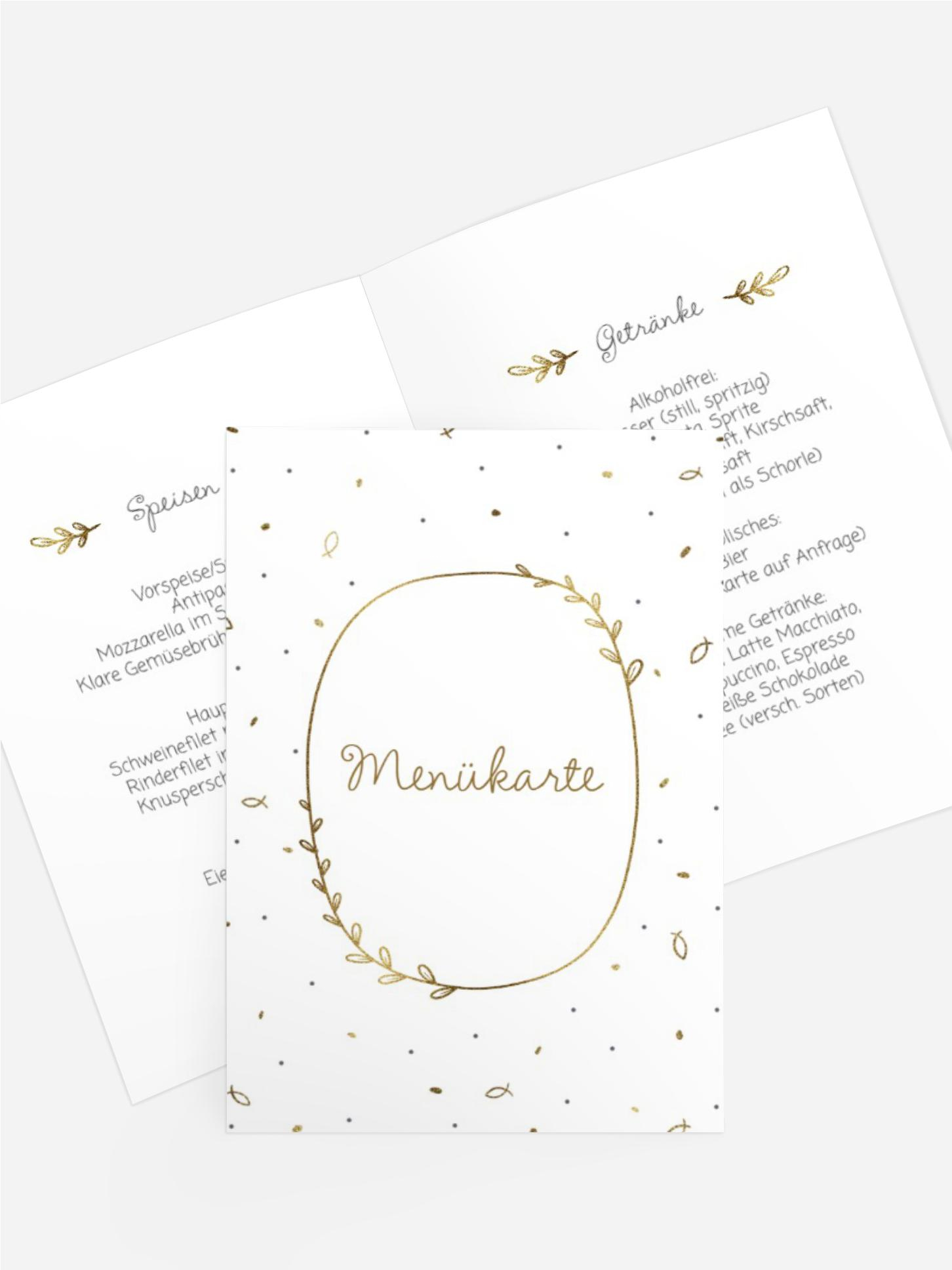 Menükarte Kommunion Leuchtendes Kreuz