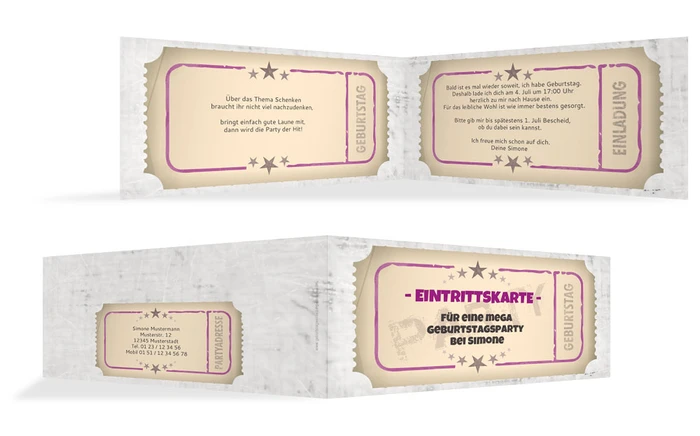 Einladung zum Geburtstag Eintrittskarte Einladung zum Geburtstag Eintrittskarte