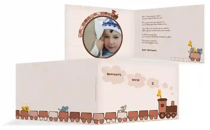 Einladungskarte Geburtstag Zoozug Foto