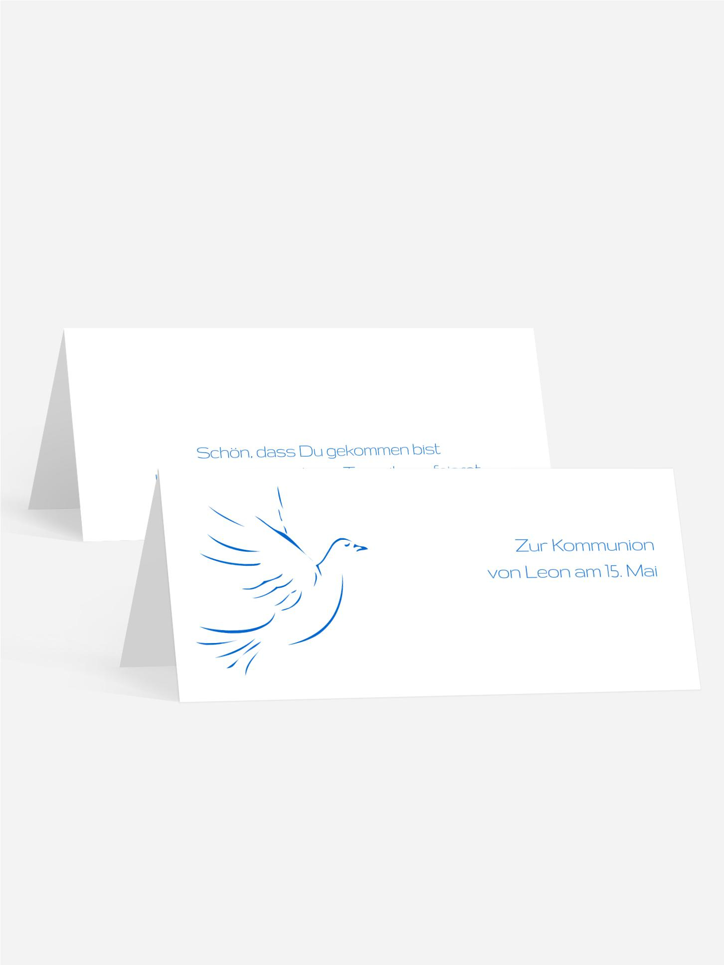 Tischkarte Kommunion Pigeon