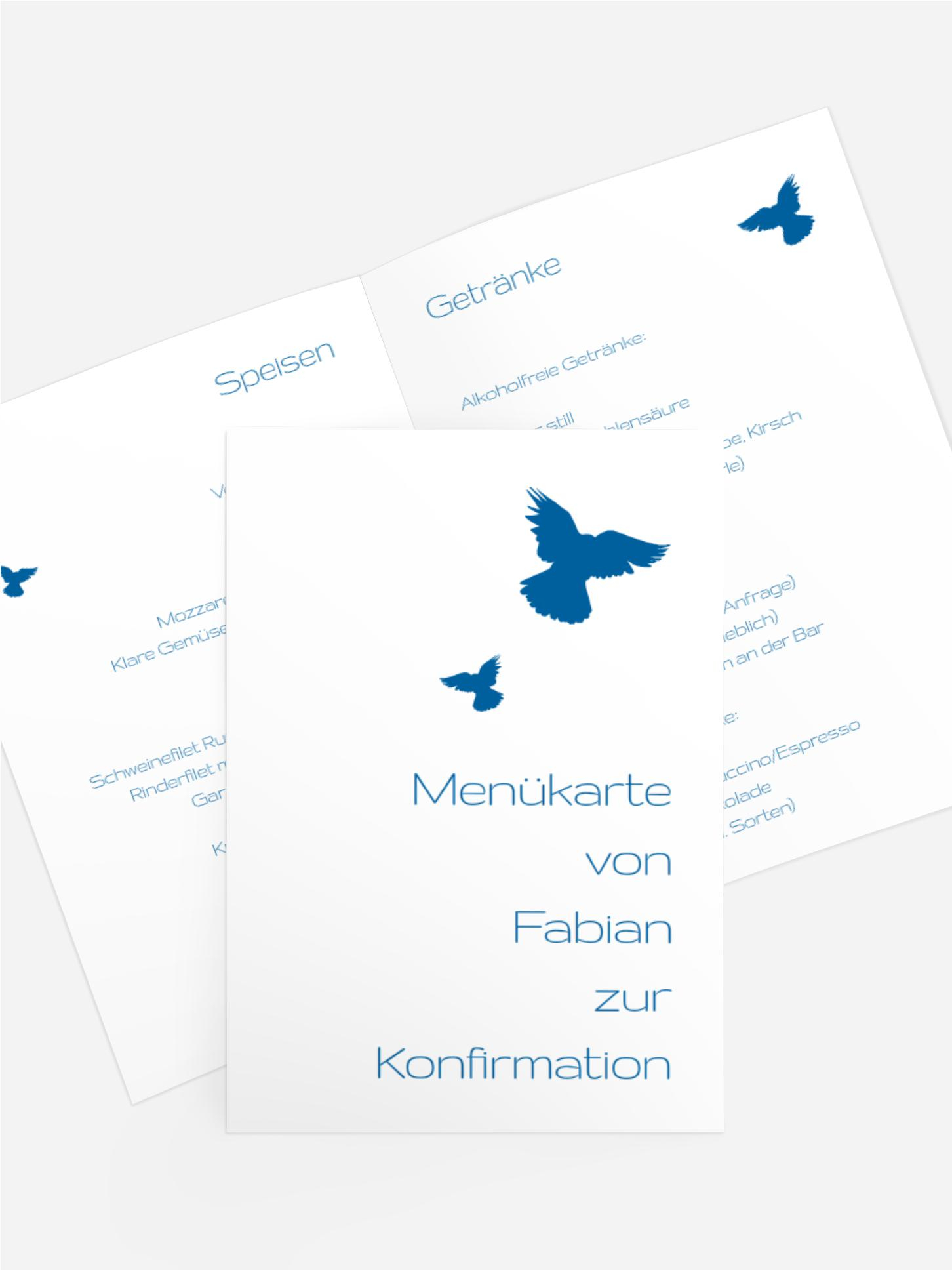 Konfirmation Menükarte Taube