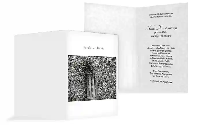 Dankeskarte Efeu hoch