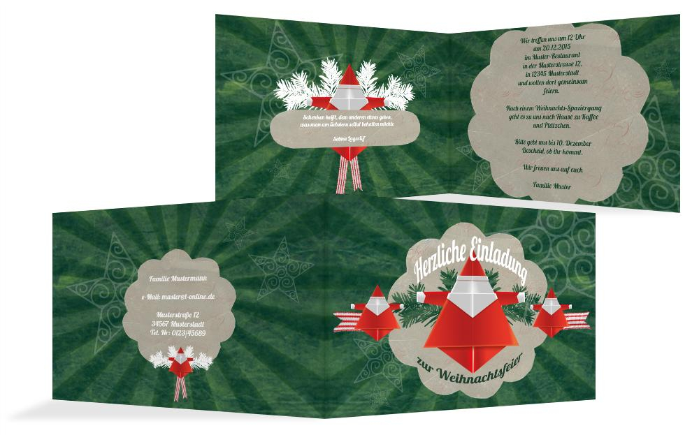 Weihnachtseinladung Origami
