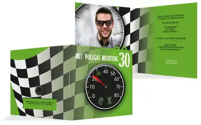 Einladungskarte Geburtstag Vollgas 30