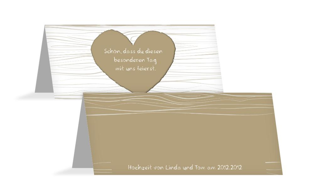 Hochzeits Tischkarte heart bark Hochzeits Tischkarte heart bark