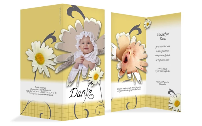 Dankeskarte Taufe Margeriten