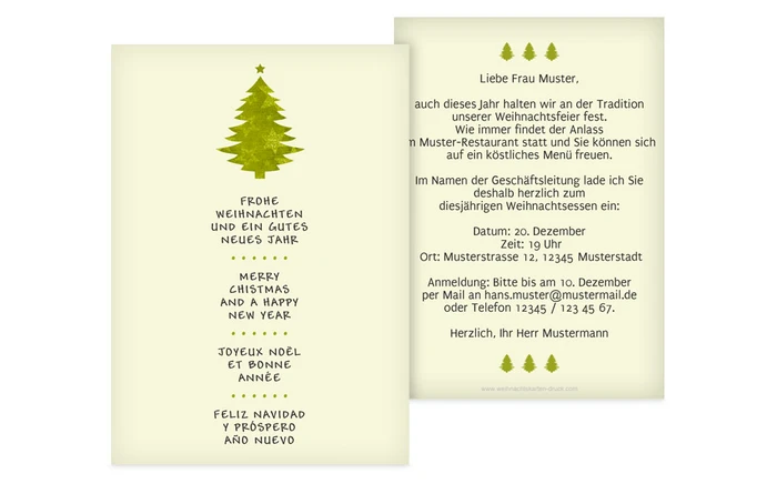 Einladungskarte Weihnachten Geschäft Bäumchen Einladungskarte Weihnachten Geschäft Bäumchen