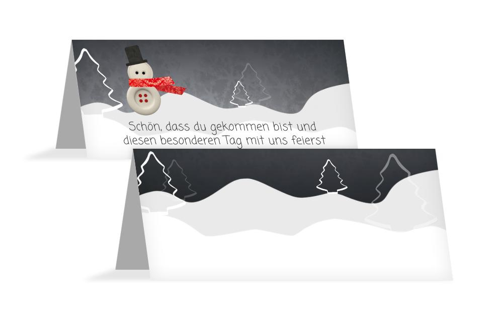 Weihnachtstischkarte Knopfmännchen
