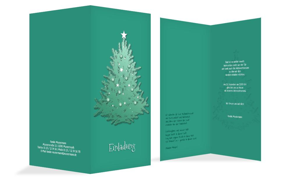 Weihnachtseinladung Privat geschmückter Baum Weihnachtseinladung Privat geschmückter Baum