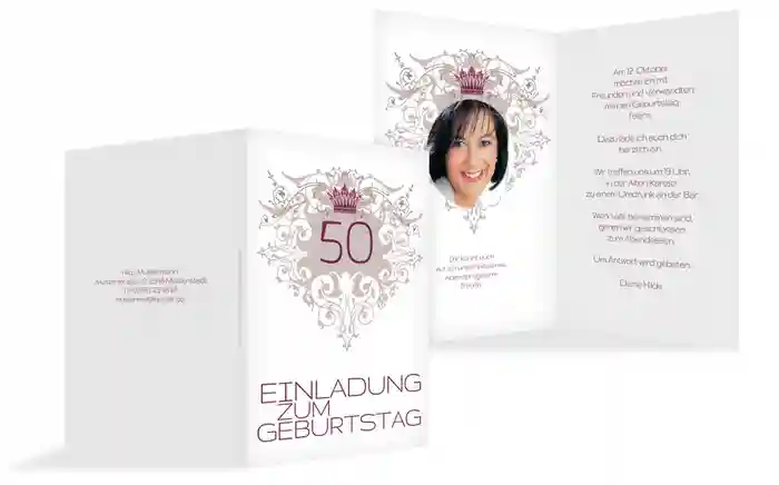 Einladung zum Geburtstag Krone 50 Foto
