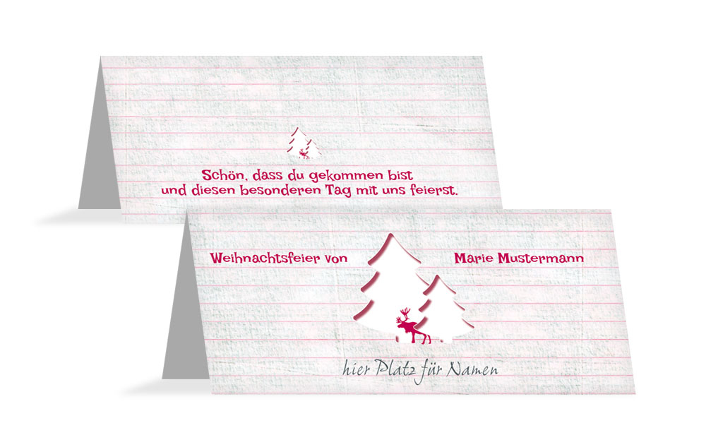 Weihnachtstischkarte Elchenwald