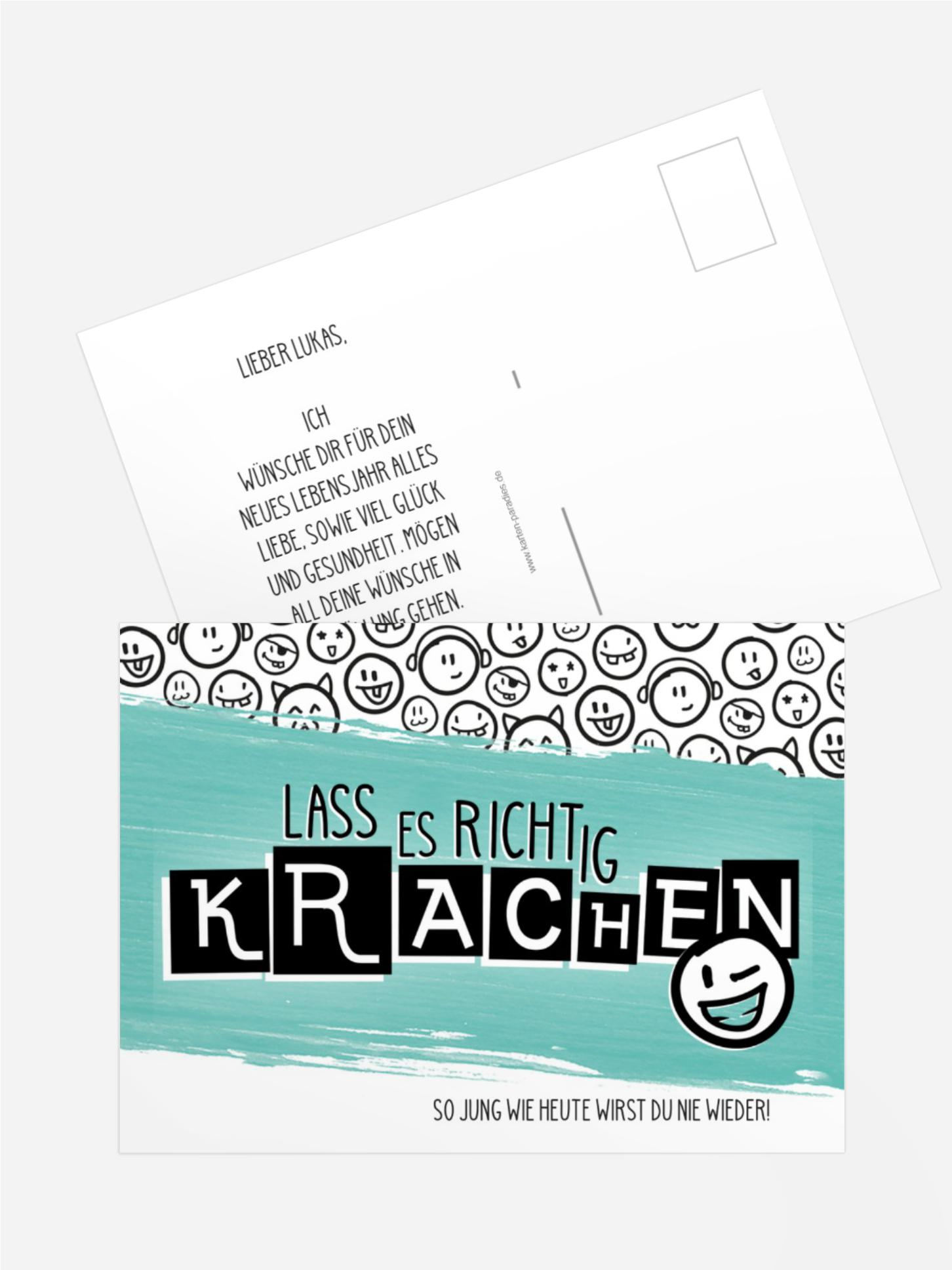 Glückwunschkarte zum Geburtstag  Krachen