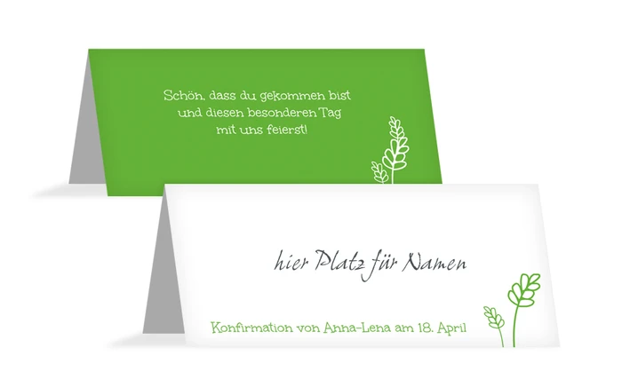 Tischkarte Konfirmation Gräser