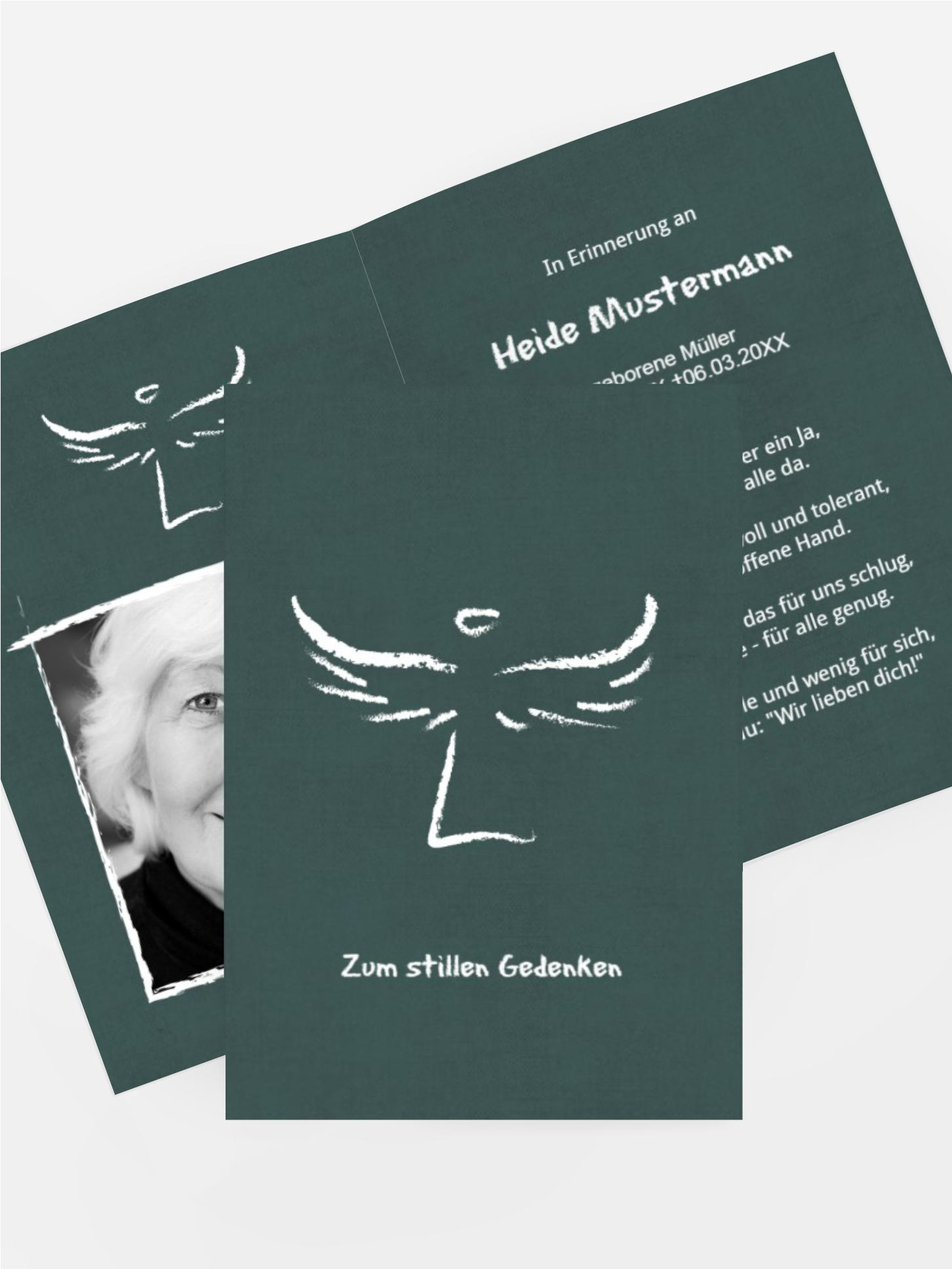 Sterbebildkarte heavenly wings