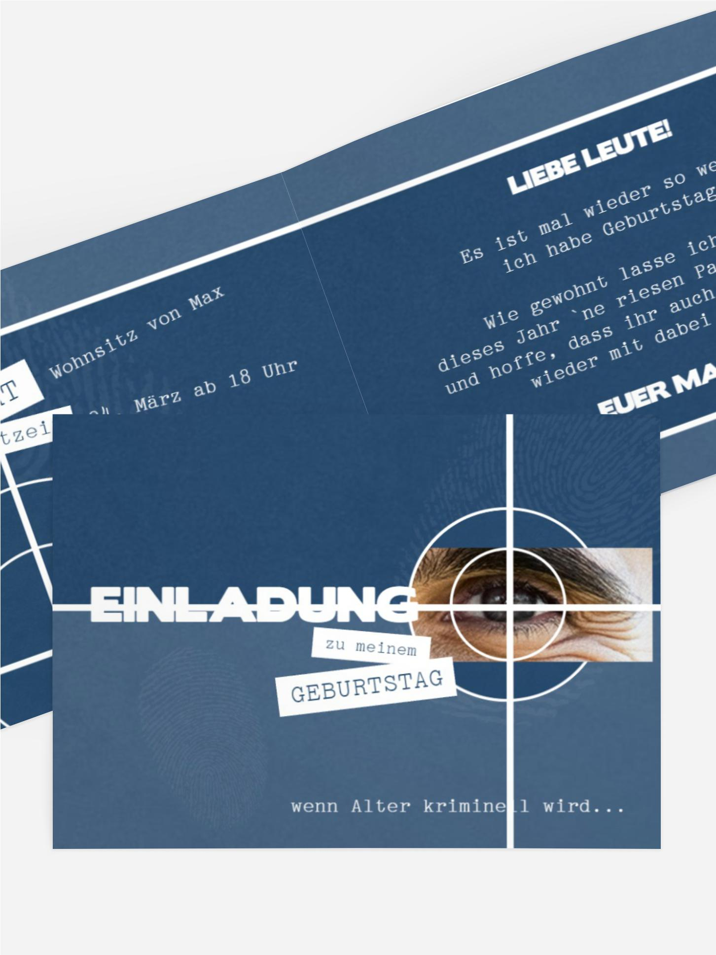 Einladungskarte zum Geburtstag Krimi