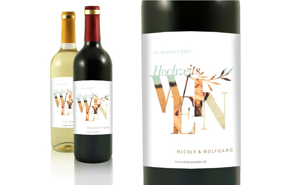 Flaschenetikett Hochzeit Liebe Invertiert