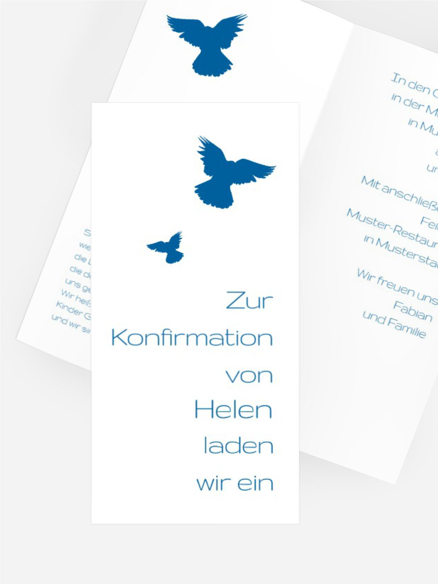 Konfirmationseinladungskarte Taube