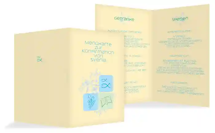 Menükarte Konfirmation Fisch
