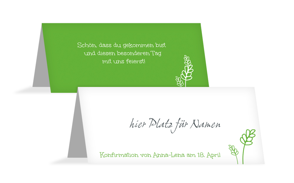 Tischkarte Konfirmation Gräser Tischkarte Konfirmation Gräser