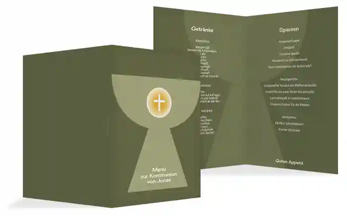 Kommunion Menükarte Kelch mit Hostie Kommunion Menükarte Kelch mit Hostie