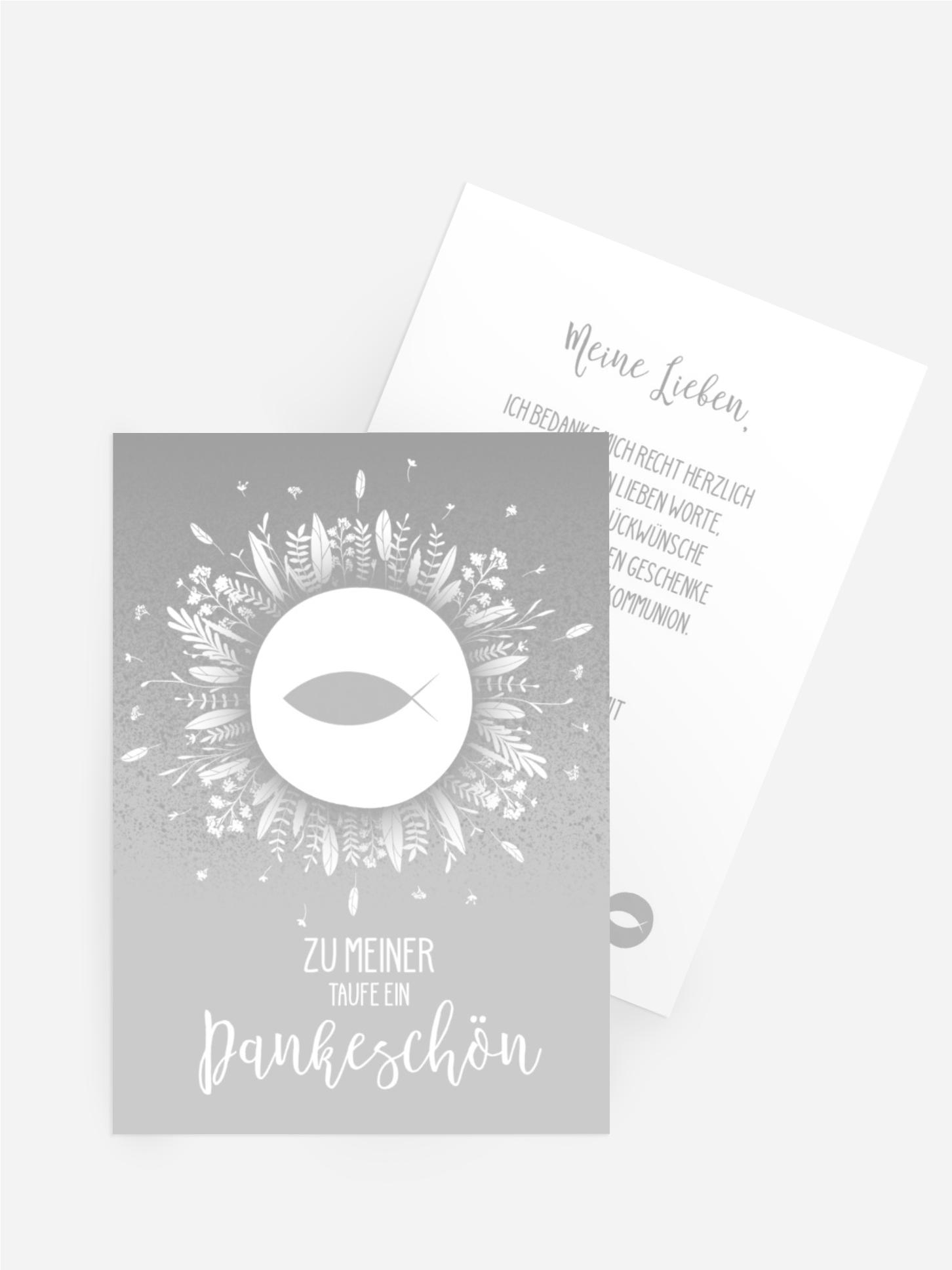Dankeskarte Kommunion Blumenfisch