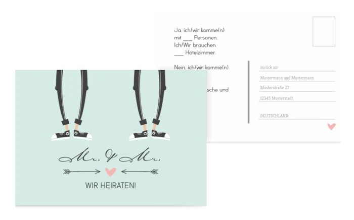 Antwortkarte zur Hochzeit Pärchen - Männer