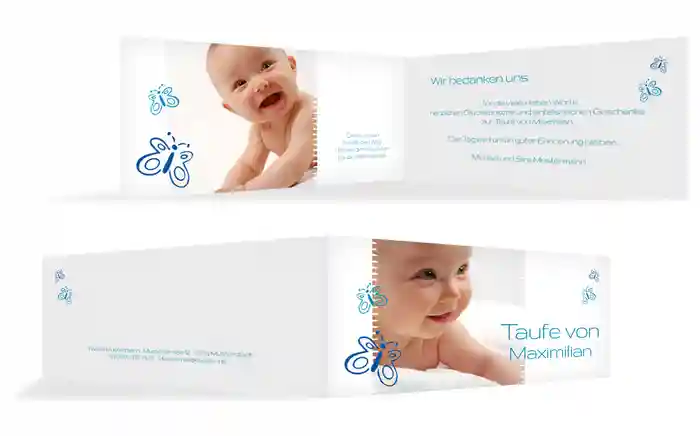 Dankeskarte Taufe Butterfly Dankeskarte Taufe Butterfly