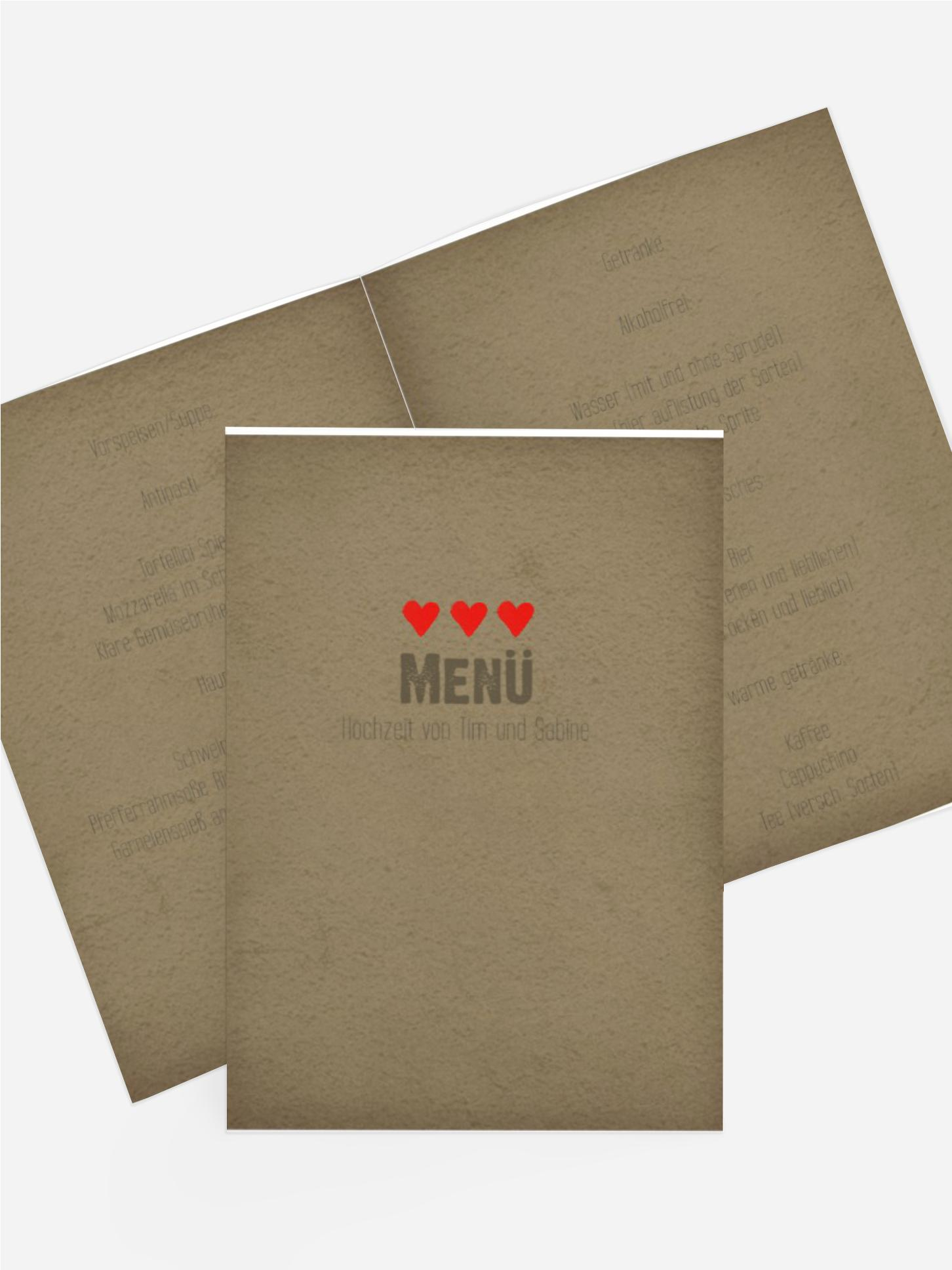 Menükarte Vintage Herzen
