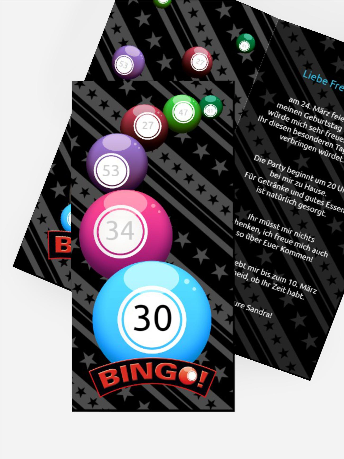 Einladung zum Geburtstag Bingo 30 Foto Einladung zum Geburtstag Bingo 30 Foto