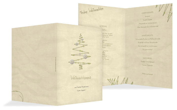 Weihnachten Menükarte Nahtbaum