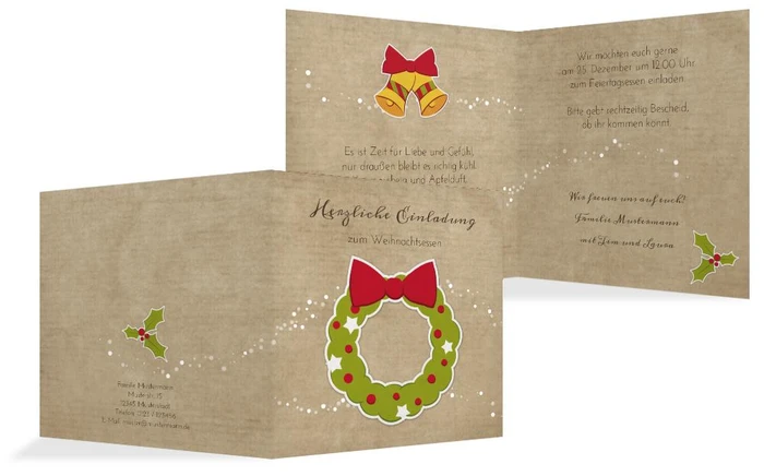 Weihnachtseinladung Weihnachtskranz
