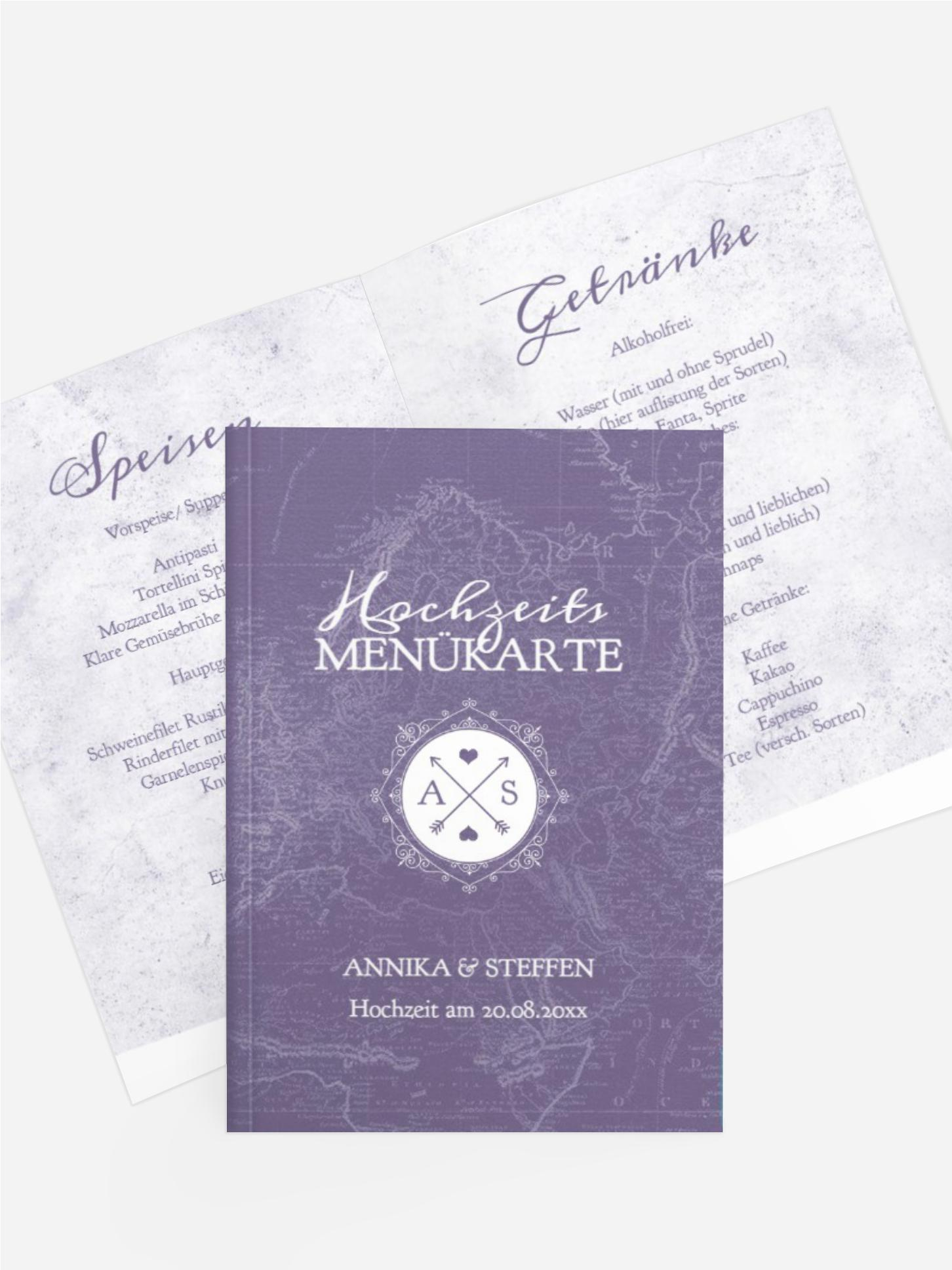 Menükarte Hochzeitspass