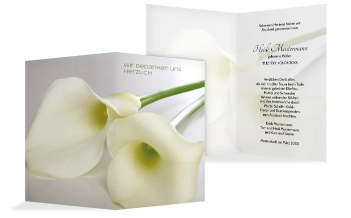 Dankeskarte Calla hoch