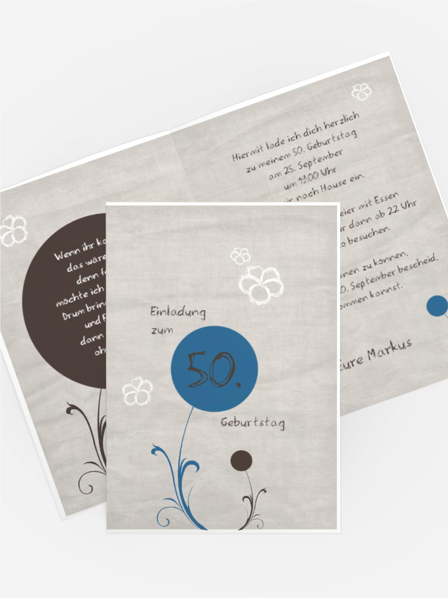 Geburtstagseinladungskarte Fantasyflower 50