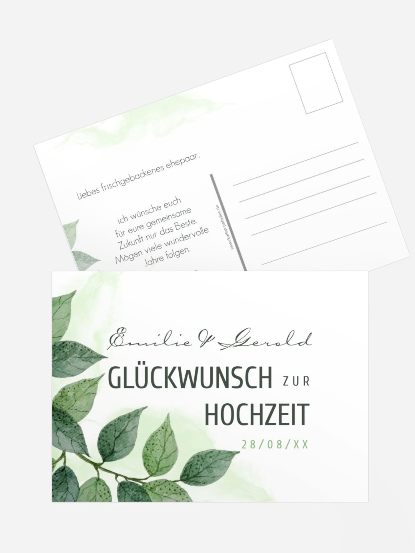 Glückwunschkarte zur Hochzeit Saftig Grün